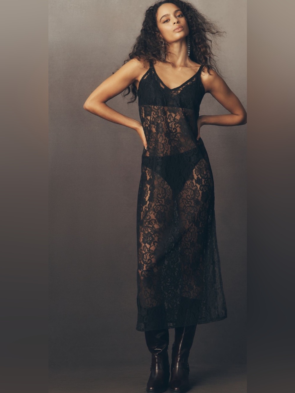 By Anthropologie Sweater Lace Twofer Midi Dress - Picture 4 of 7